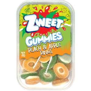 Gummy Peach and Apple Rings | Zweet | 10 oz